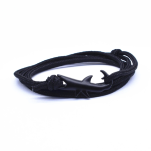 Bracelet - Single cord black, shark.
